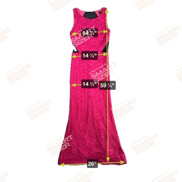 ABS Prom Maxi Dress Womens M Sleeveless Pink Lace‎ Mesh Fit Flare Mermaid Girlie - Picture 2 of 8